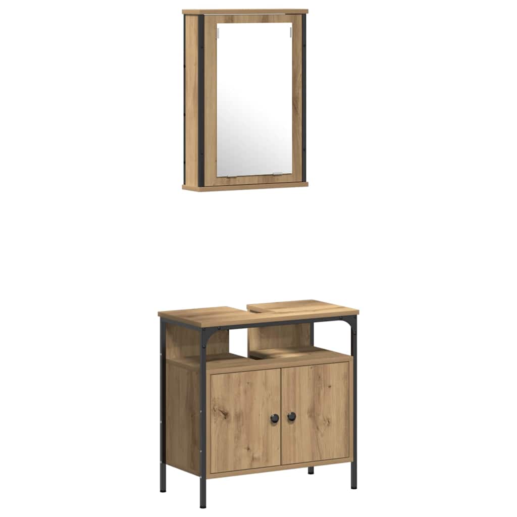 Bathroom Furniture Set 4 pcs Artisan oak 33 x 33 x 185.5 cm